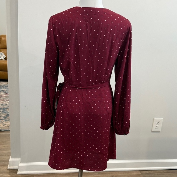 LOFT 2P Burgundy Lightweight Long Sleeve Wrap Dress - Picture 8 of 9